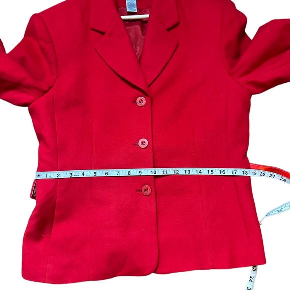 Jacqueline Ferrar Women Vintage Red Cashmere & Wool Blend Blazer with Belt Sz.16 - Picture 9 of 13
